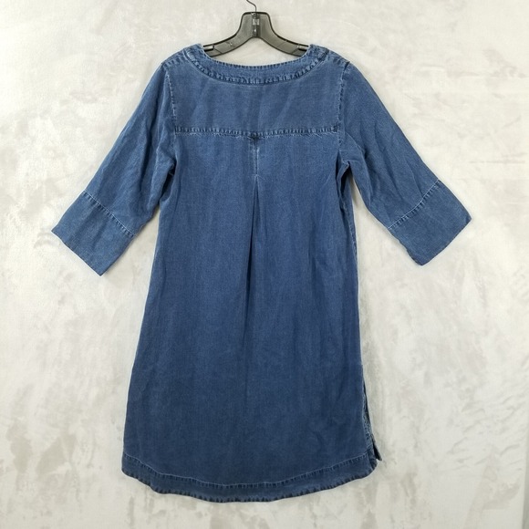 Soft Surroundings Dress Women Small Blue Denim Look 3/4 Sleeve Minimal Casual - Picture 2 of 12